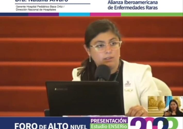 Dra. Natalia Alvaro, Gerente Hospital Pediátrico Baca Ortiz -Ecuador, en el Foro de Alto Nivel-Encuentro de Líderes del Movimiento Asociativo (Lanzamiento Informe Estudio ENSERio Centroamérica).