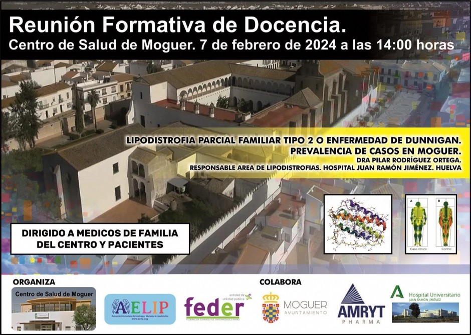 AELIP comparte:  AELIP realizará el próximo 7 de febrero una acción formativa sobre lipodistrofias en el Municipio de Moguer (Huelva)