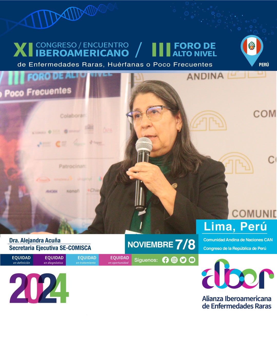 Palabras de Bienvenida de la Dra. Alejandra Acuña – Secretaria Ejecutiva SE-COMISCA – III FORO DE ALTO NIVEL XI CONGRESO IBEROAMERICANO DE ENFERMEDADES RARAS – ALIBER. Lima, Perú 7 y 8 de noviembre de 2024