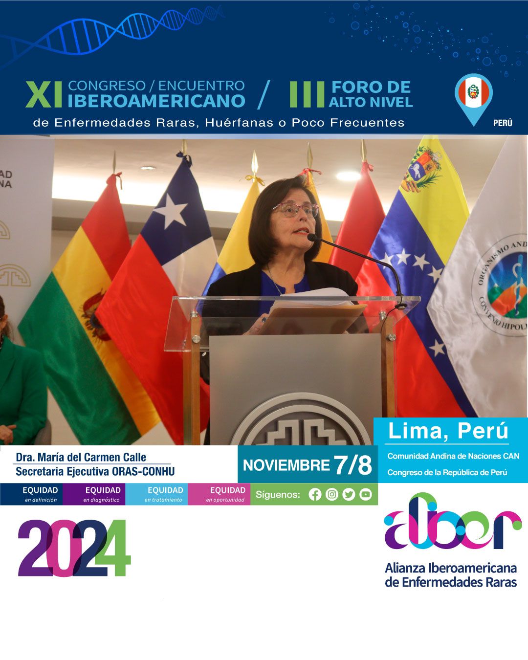 Palabras de Bienvenida de la Dra. María del Carmen Calle – Secretaria Ejecutiva ORAS CONHU III FORO DE ALTO NIVEL XI CONGRESO IBEROAMERICANO DE ENFERMEDADES RARAS – ALIBER Lima, Perú 7 y 8 de noviembre de 2024