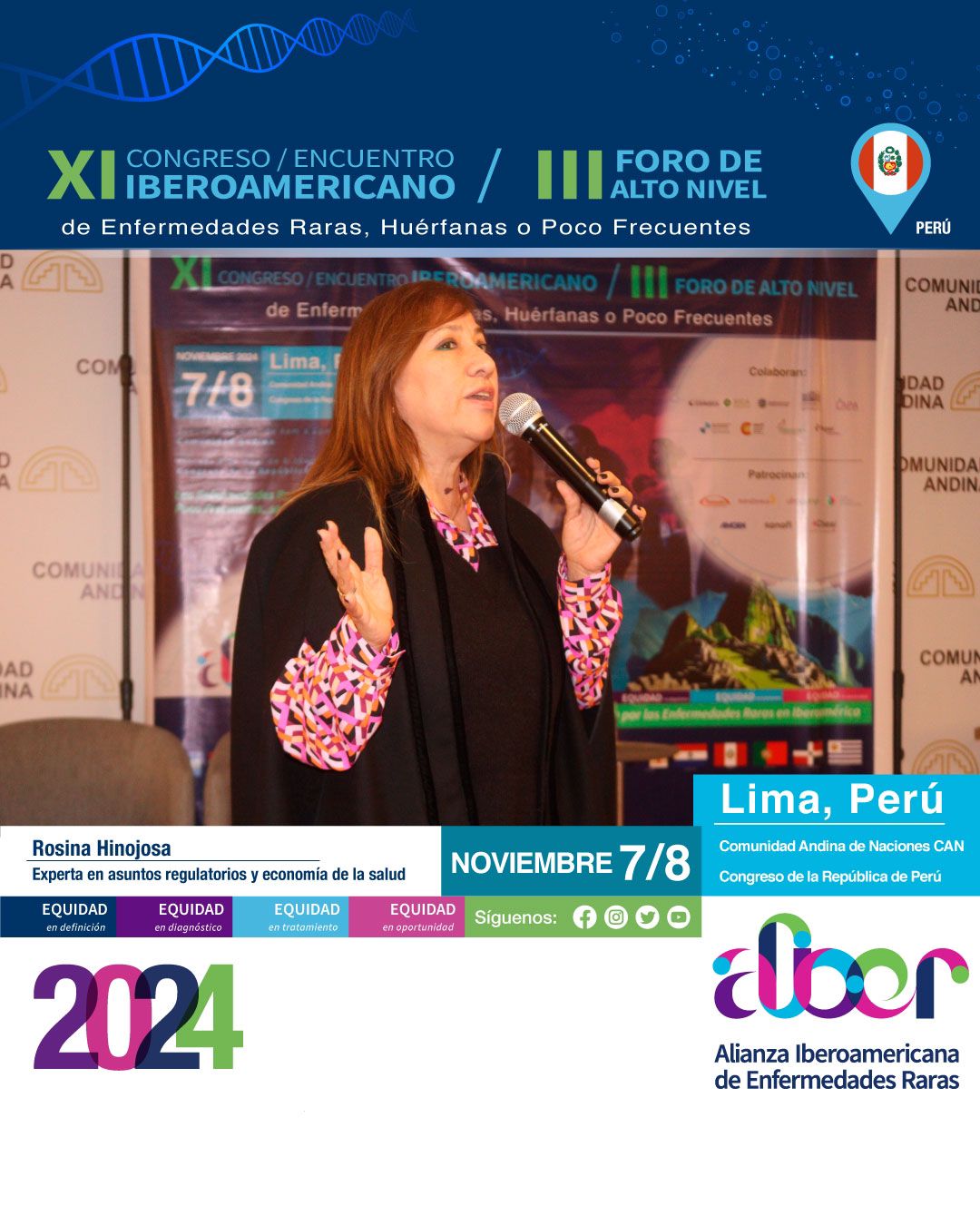 Conferencia Biosimilares Innovadores: Lo que hay por aprender Rosina Hinojosa, experta en asuntos regulatorios y economía de la salud  III FORO DE ALTO NIVEL XI CONGRESO IBEROAMERICANO DE ENFERMEDADES RARAS – ALIBER Lima, Perú 7 y 8 de noviembre de 2024