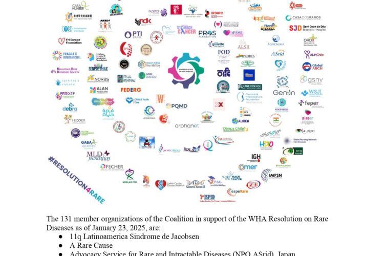 Rare Diseases International comparte: Más de 130 Organizaciones Apoyan la Resolución de la OMS sobre Enfermedades Raras